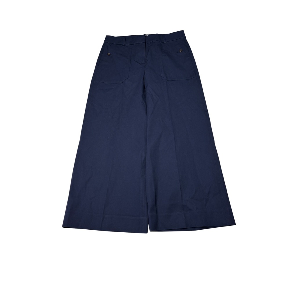 J.Crew Sydney Wide Leg Pants Navy Blue Cotton Viscose Blend Womens Size 12 32X27